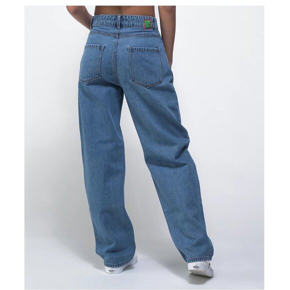 Empyre Ladies TORI Billie Wash Skate Jeans Embroidered Logo Blue Denim Size‎ 9 - Picture 10 of 10